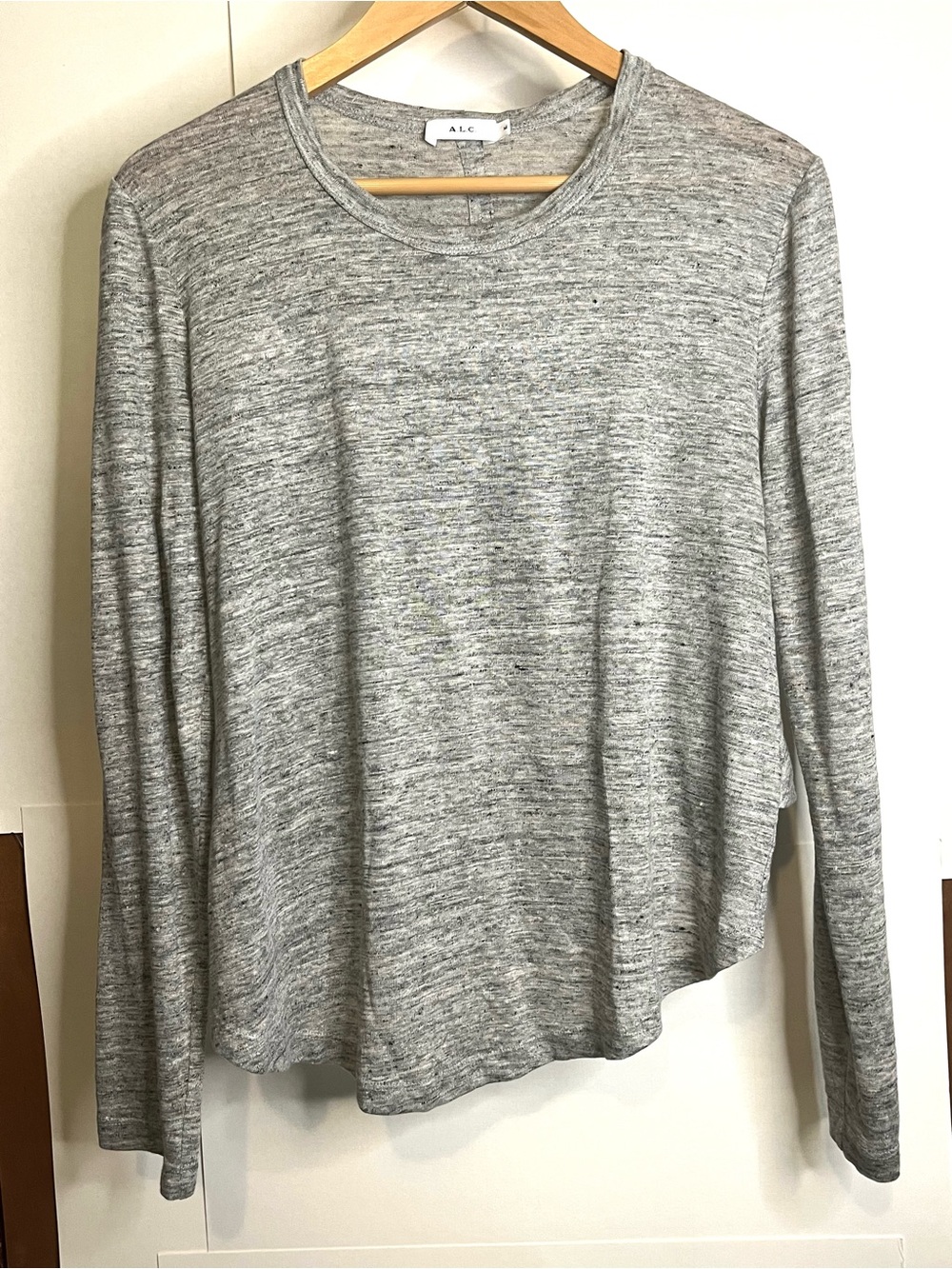 A.L.C. Women’s M Light Heather Gray Linen “Luisa” Open Back Knit Top